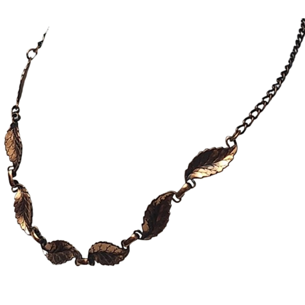 Vtg Solid Copper Mid Century Leaf Adjustable Neck… - image 3